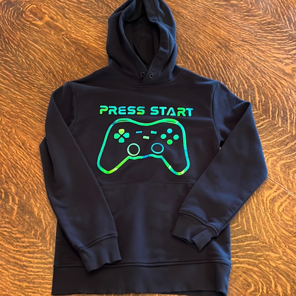 H&M Boys navy X box hoodie.